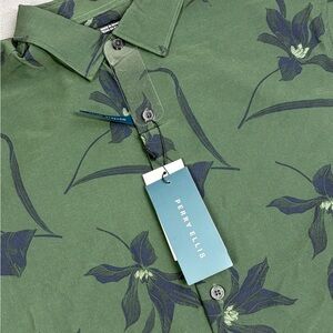 Perry Ellis Green Floral Men's Shirt